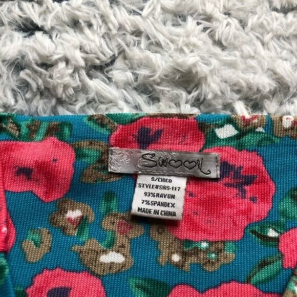 Swoon small tight fitted blue & pink floral bodycon skirt - Picture 3 of 5